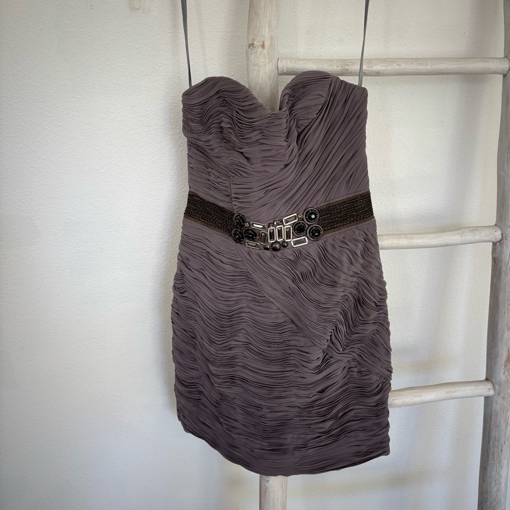 Ted Baker Strapless Ruched Dress in Charcoal